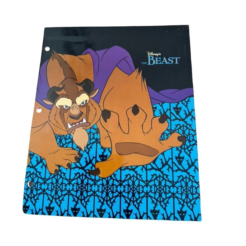 Vintage 1991 Disney Beauty and the Beast 2 Pocket‎ Folders Set of 2 Belle Beast